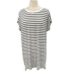 Culture Phit Stripe Short Sleeve Tee Shirt Dress SZ L White Black